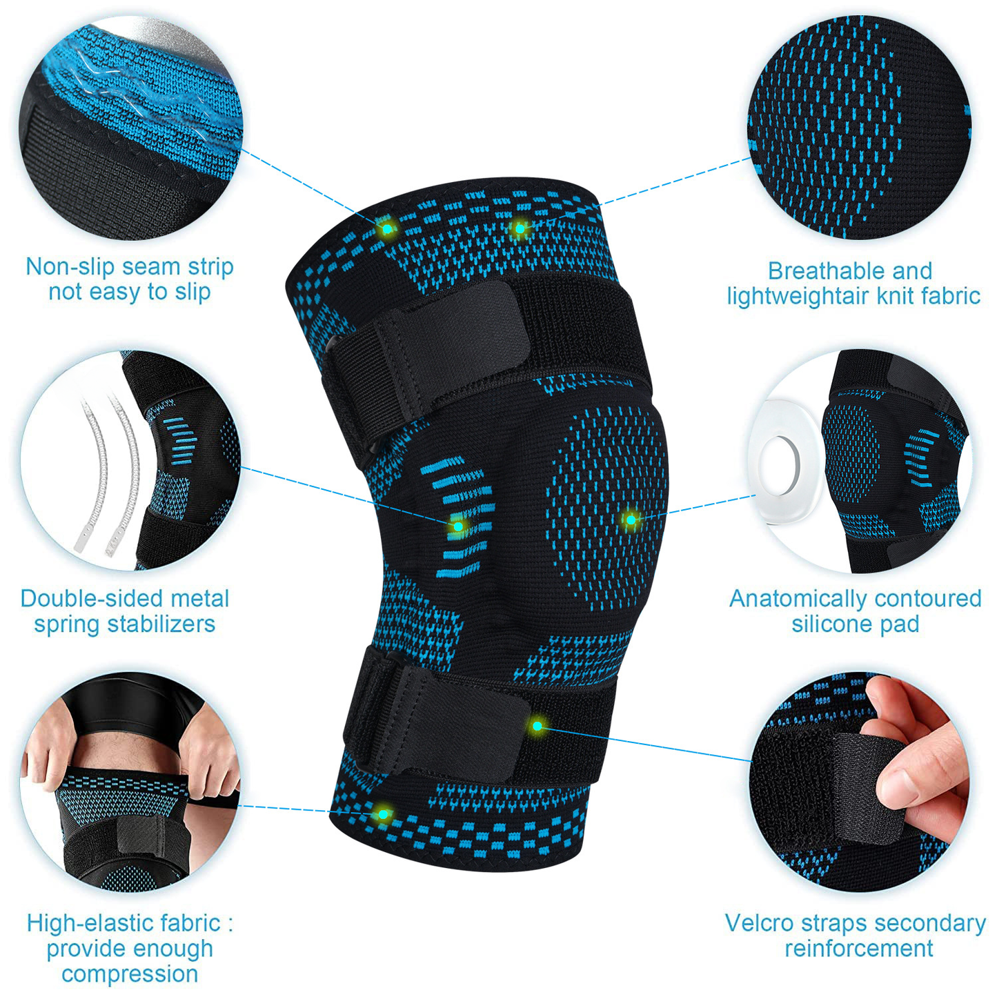 Compression Knee Sleeve — Non-Slip Silicone Grip